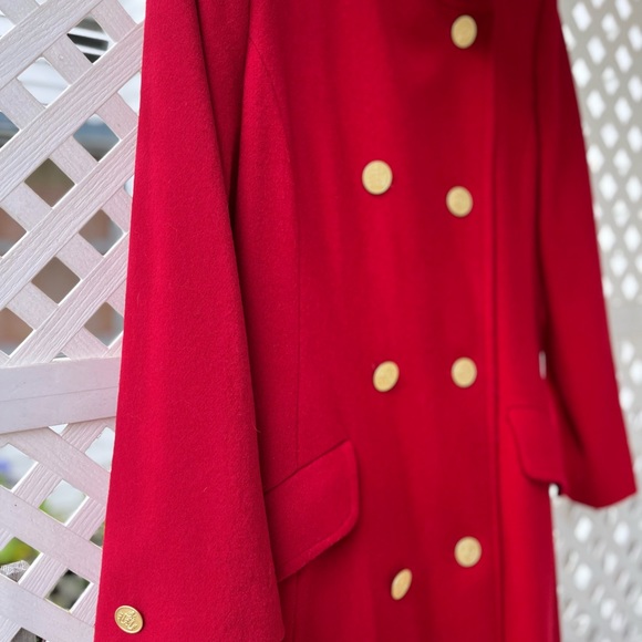 Red Wool Maxi Coat Vintage Spiegel - Picture 12 of 13